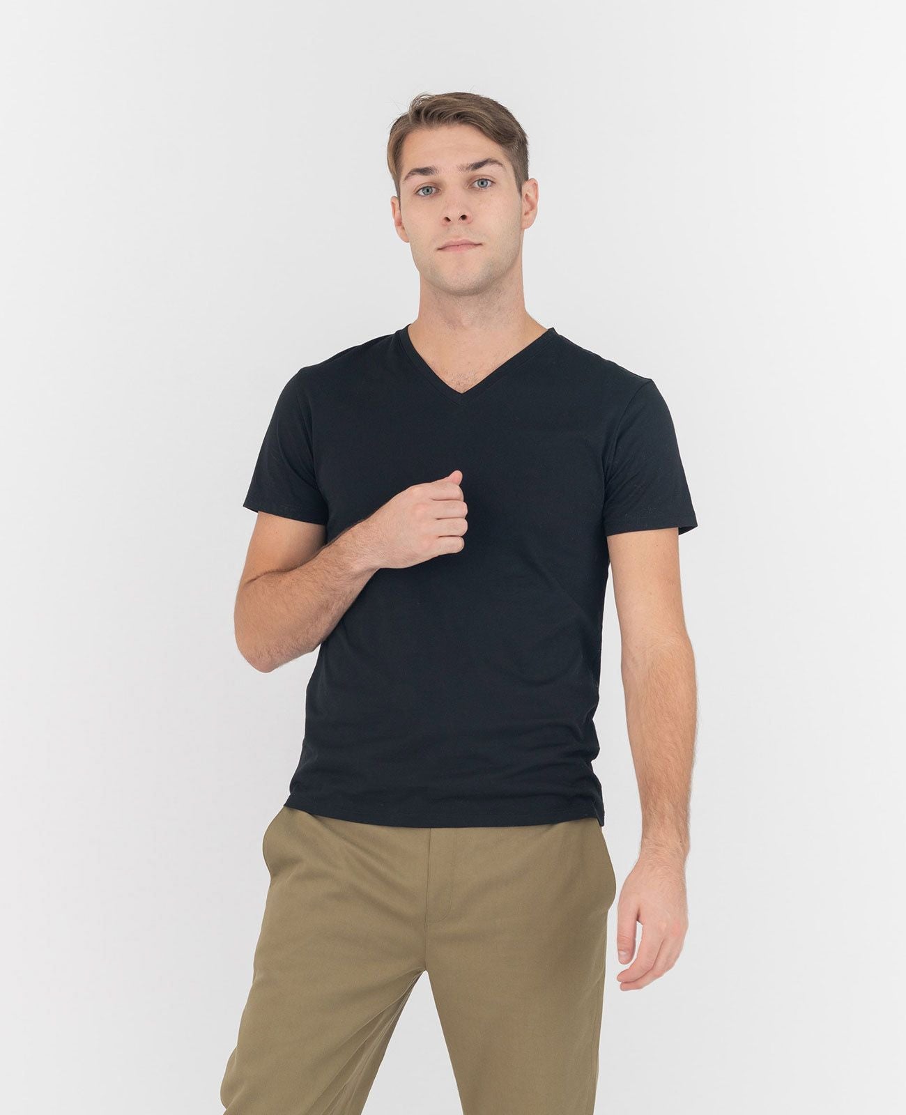 Men Organic Pima Cotton Organic Pima Cotton V-Neck Tee GMJTP00034G186